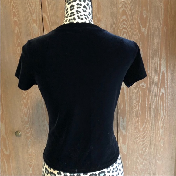 Crushed Velvet Black Crop Top - Picture 3 of 3